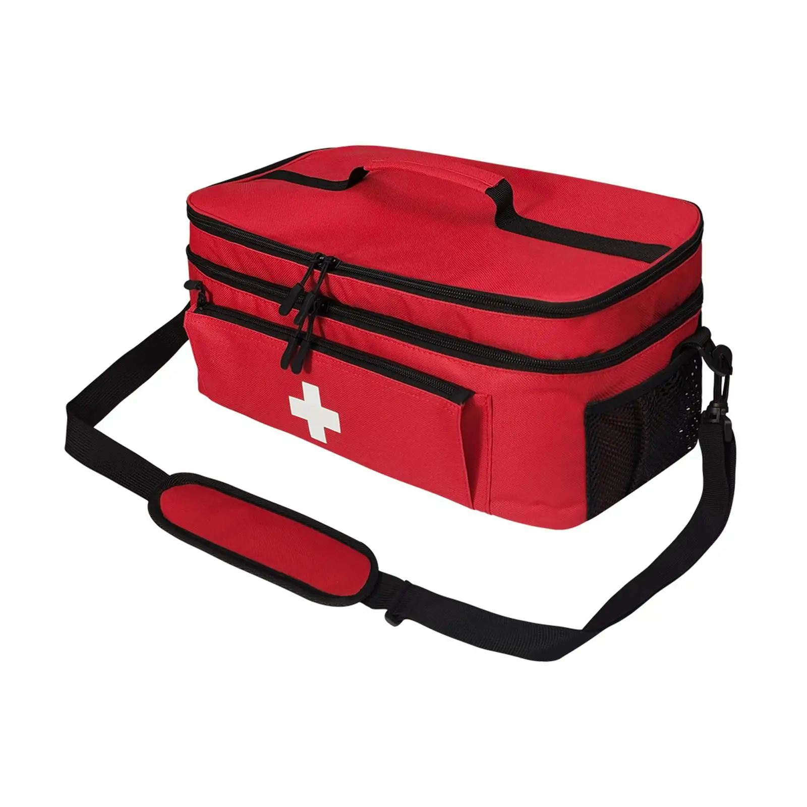 

First Aid Bag Empty Medical Supply Organizer Double Layer Backpack Large Capacity Red Storage Solution Gift