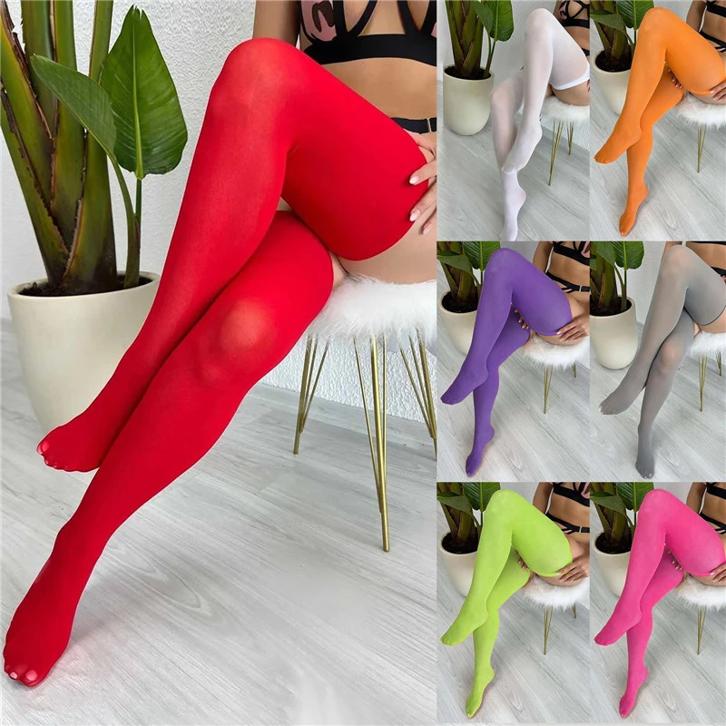 Toucheart Colorful Stockings Sexy Bottoming Socks Multi-Color Stockings Boundless Thigh High Soft Women Versatile Long Stockings