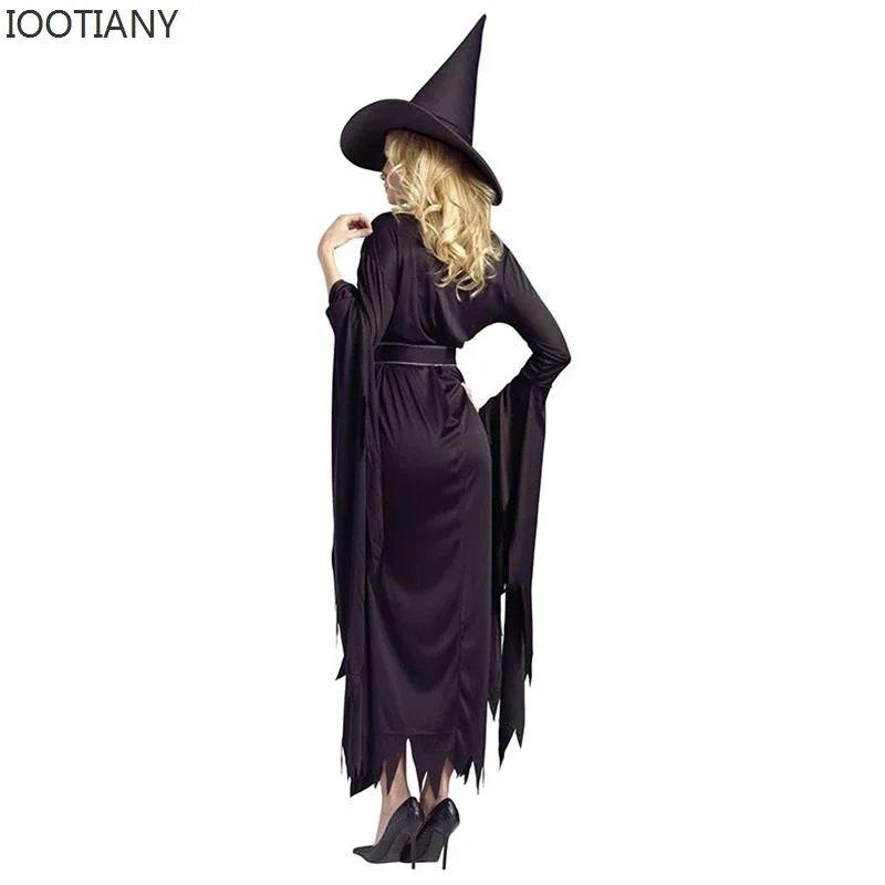 Sexy Fantasy Adult Black Wizard Cosplay Outfit Halloween Witch Costumes Masquerade Carnival Party Performance Dresses For Women