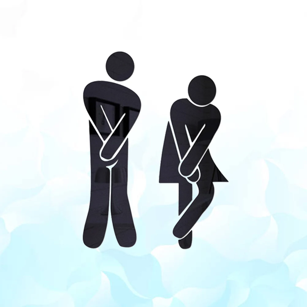 2 Pcs 3D Man Woman Toilet Wall Stickers Removable Reusable Waterproof Premium Plastic WC Signs for Smooth Clean Dry Surfaces