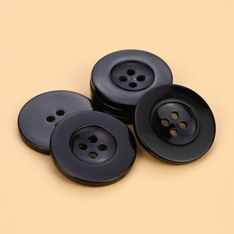 100pcs 9mm 4Hole Wide Edge Button Resin Circular Black White Household Sewing Accessories Clothing Coat Shirt DIY Decoration TMZ