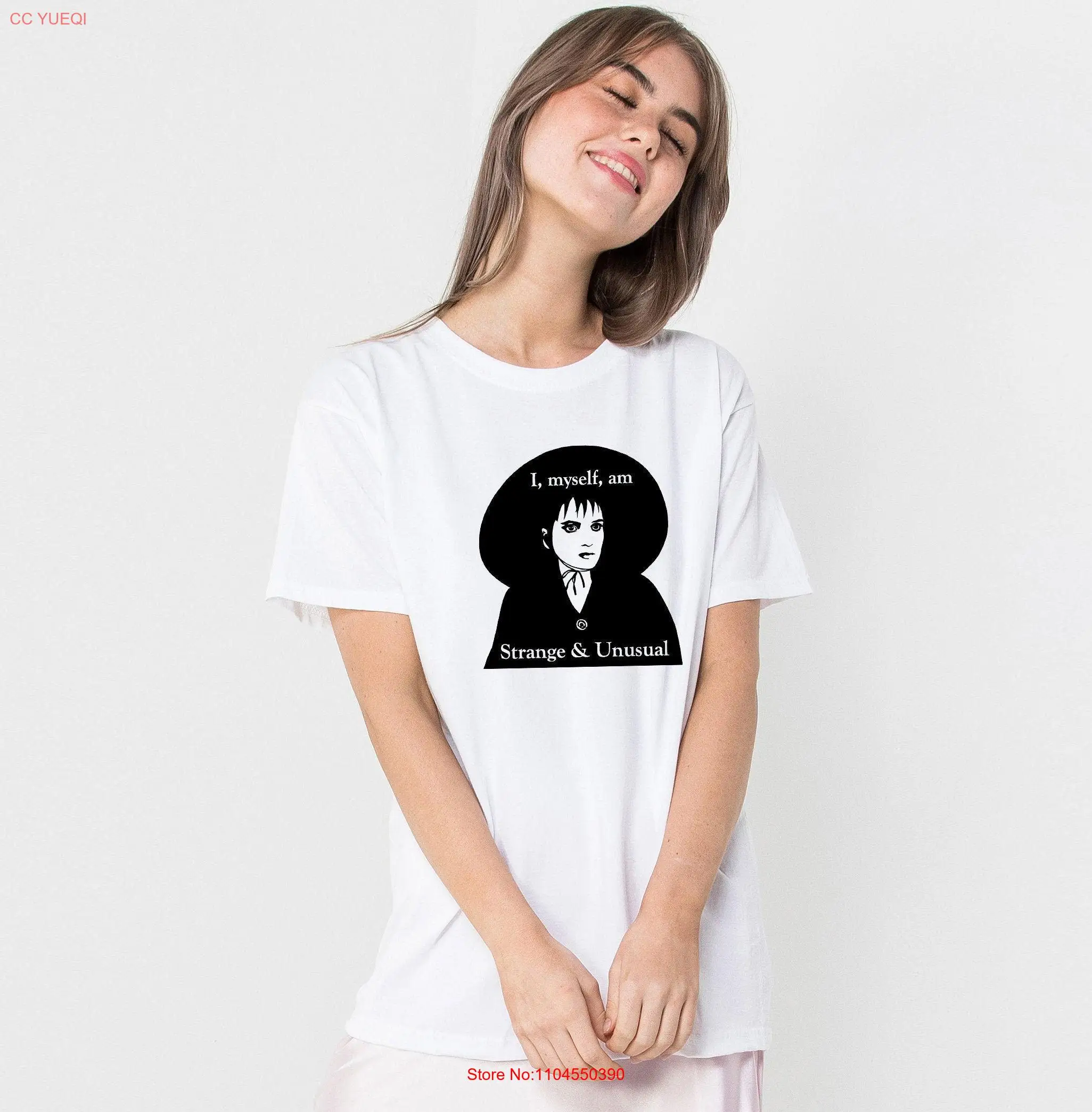 Lydia Deetz I Myself am Strange and Unusual T Shirt Winona Ryder portraiT 80s movie quote long or short sleeves