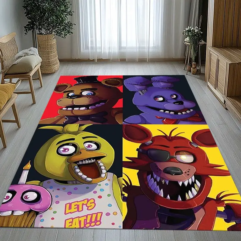 Classic Horror Game F-FNAF Fazbear Area Rug,Soft Non-Slip Carpet Mat for Living Room Bedroom Playroom,Sofa Floor Rug,Home Decor