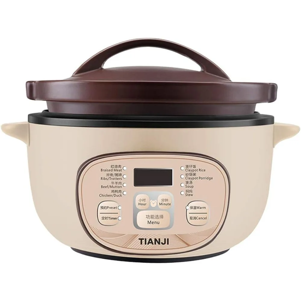 

Electric Clay Pot Slow Cooker for Claypot Rice and Casserole Porridge, Ceramic Casserole Cooking Pot with Unglazed Porcelain