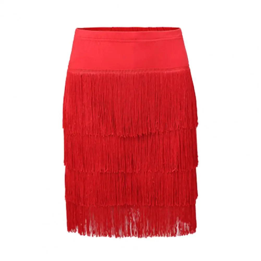 Women Skirt Elegant Latin Dance Mini Skirt for Women High Waist Four-layer Tassel Skirt Sexy Tricolor Short Dress Comfortable