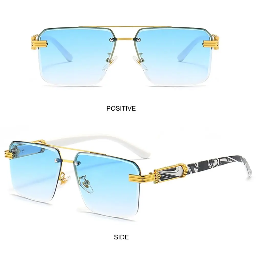 Óculos de sol sem aro vintage da moda para homens quadrados UV400 gradientes óculos de sol sem moldura para mulheres