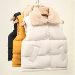 Korean Style Casual Baby Thickened Warm Vest Children's Autumn Winter Down Cotton Vest Solid Color Boys Girls Outer Wear Vest