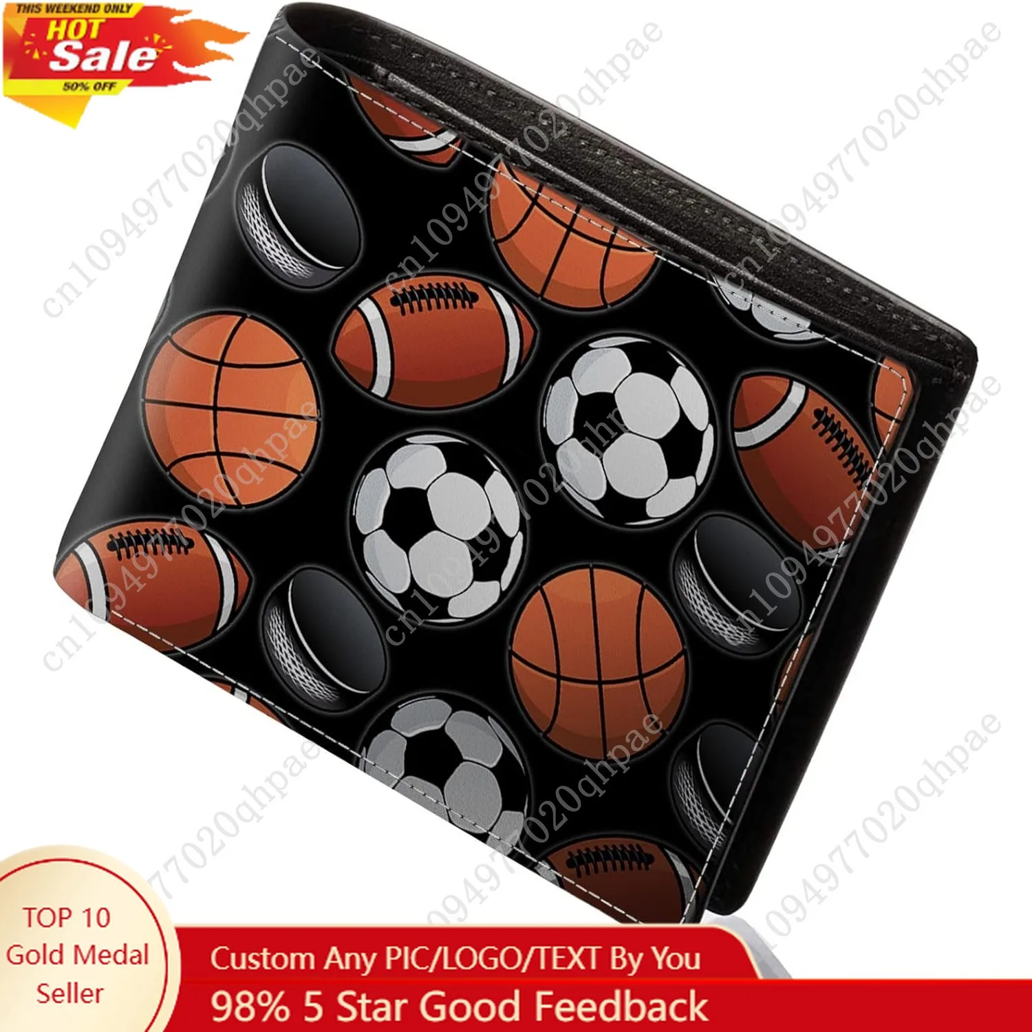 

Cool Wallet for Boys - Teen Boys Wallet Ball Print with Coin Pocket ID Window Credit ID Card Cash Holder Bifold Rfid Blocking Zi