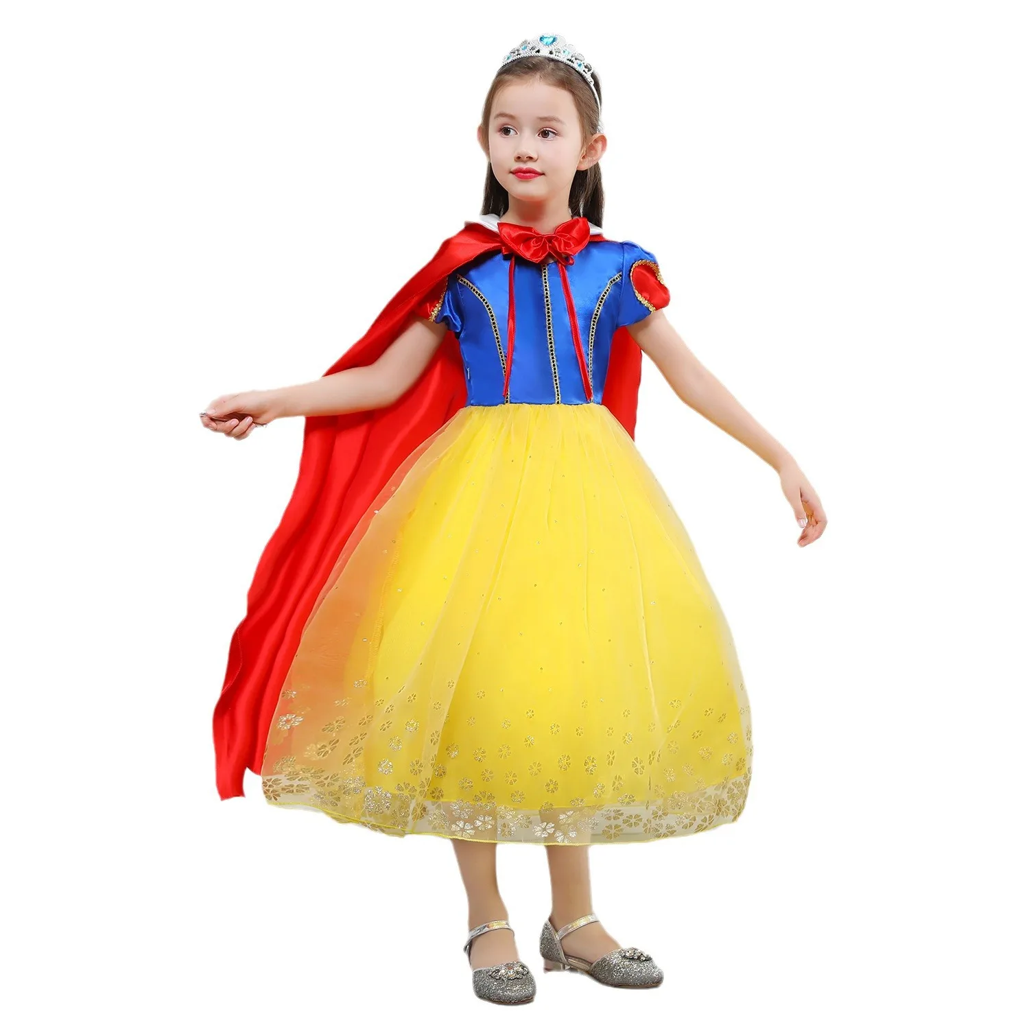 Snow White Costume for Girls Fancy Dress Kids Carnival Halloween Christmas Party Princess Children Birthday With Cloak Clothes