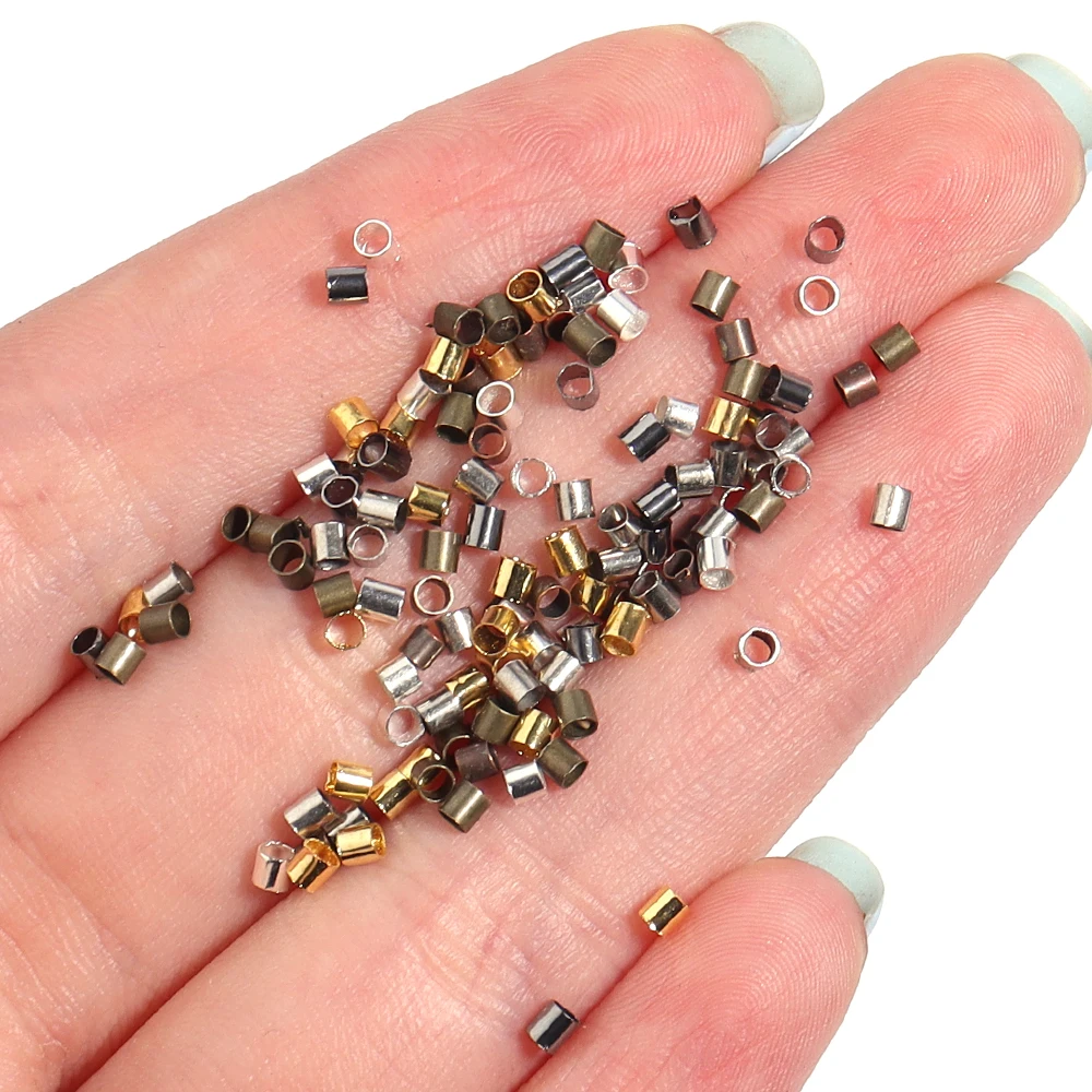 500pcs 1.5 2 2.5mm Copper End Crimp Beads Big Hole Spacer Stopper Beads for DIY Earring Necklace Pendant Jewelry Making Supplies
