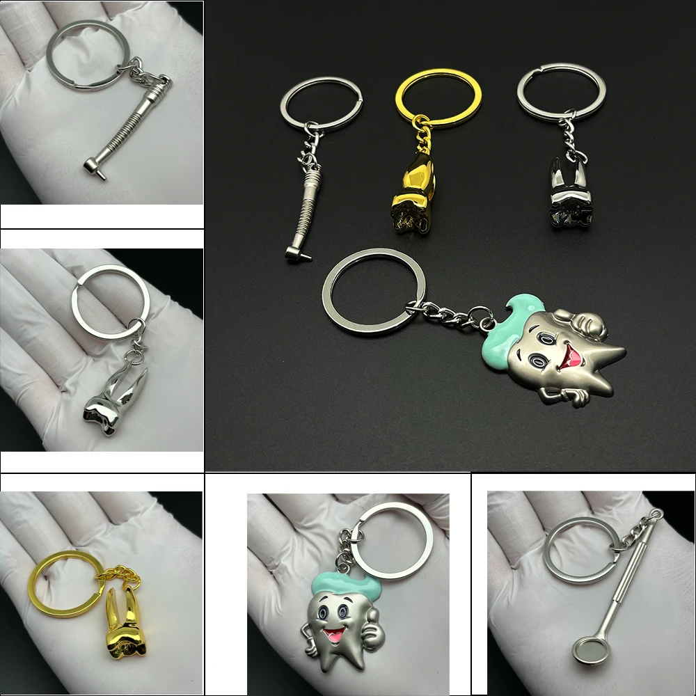 พวงกุญแจทันตแพทย์ของตกแต่งรูปฟันแปลกใหม่1ชิ้นพวงกุญแจรูปฟันของขวัญคลินิกทันตกรรม