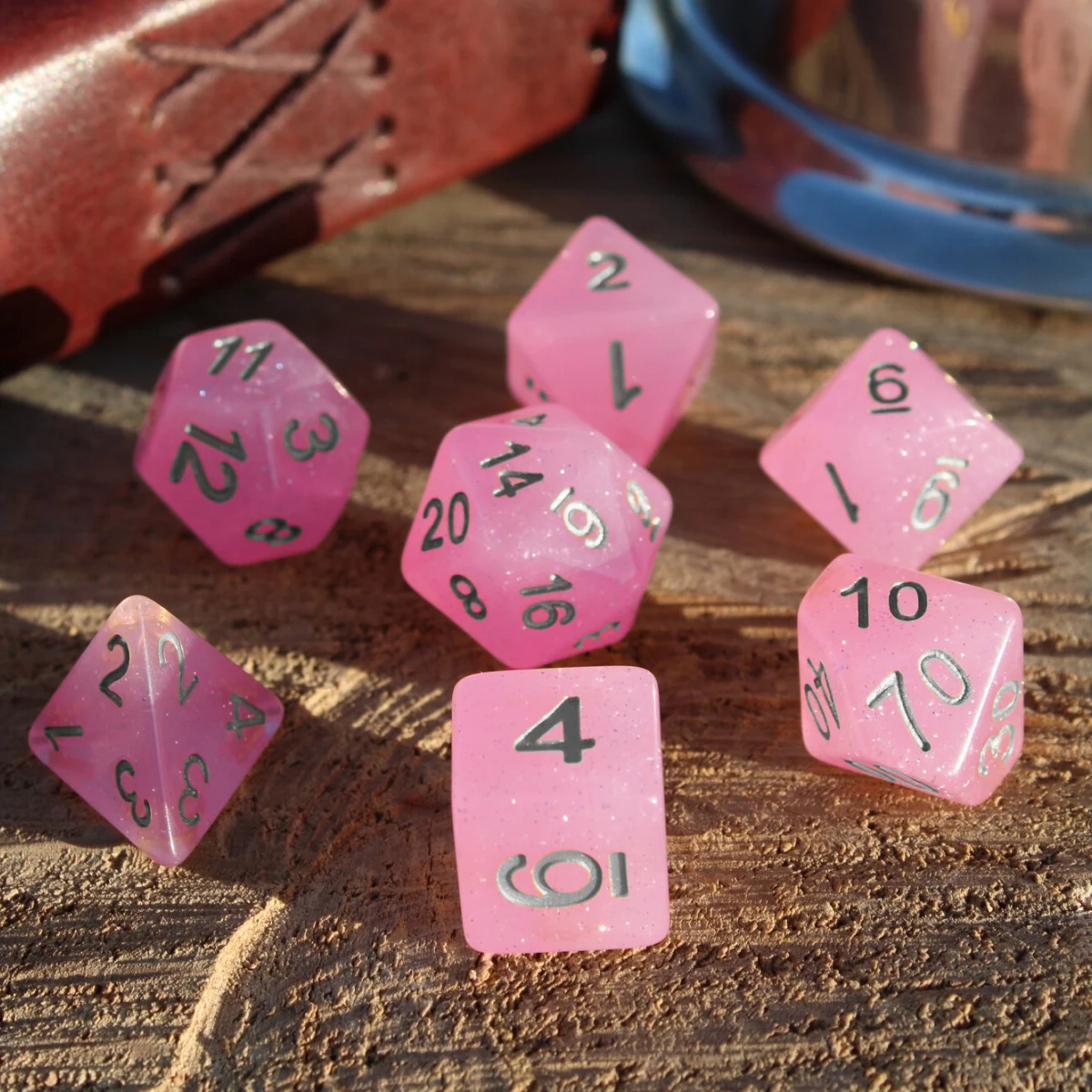 Starry Sky Dice para DND Dungeons and Dragons, Tabletop Roleplaying, D & D, RPG, champanhe, rosa, 7 pçs/set