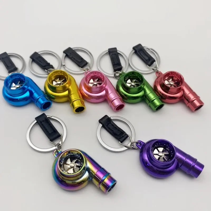Whistling Sound Turbo Keychain for Car JDM Style Sleeve Bearing Spinning Auto Part Turbine Turbocharger Key Chain Ring