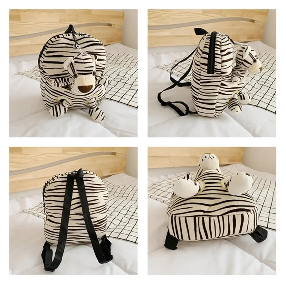 Children School Bag Detachable Animal Figure Lion Flamingo Tiger Bag Adjustable Shoulder Strap Large Pocket Travel Backpack