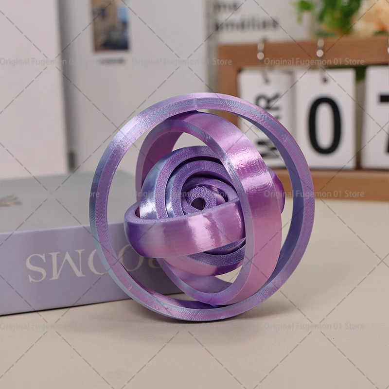 3D-gedruckter Rotationskugel, 7-Ring, O-förmig, universelles Fingerspitzen-Gyroskop, Schwerkraft-Rotation, Fidget-Spinner, sensorisches Spielzeug für Kinder
