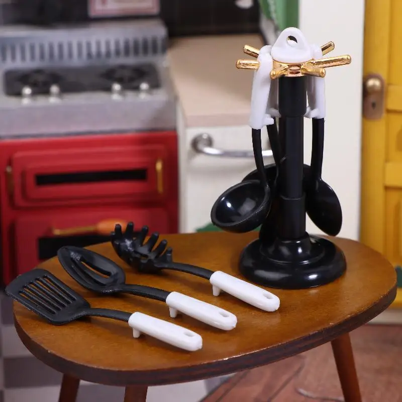 Accessori in miniatura per casa delle bambole Mini pala Cucchiaio da zuppa con supporto Simulazione Mobili Utensili da cucina per la decorazione