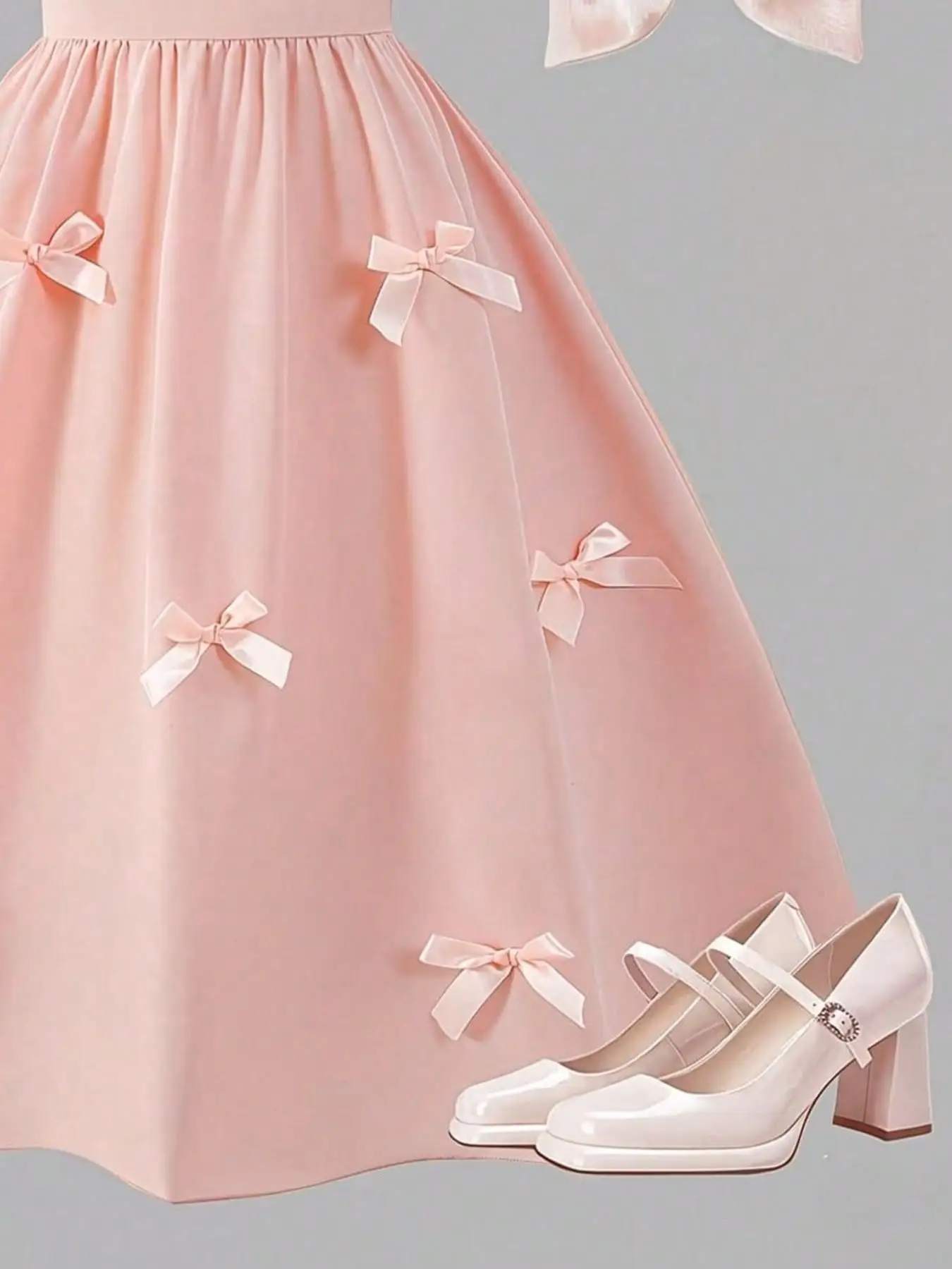 Mädchenkleid ohne Träger mit Schleifendekoration, Weiches Süßes Sommerkleid im Prinzessinnenstil, Urlaubskleidung für Kinder – Detail 6