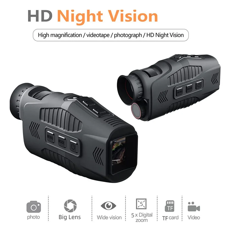 Novo 1080p 5x zoom digital visão noturna para caça monocular câmera infravermelha telescópio dia noite uso visões noturnas 300m