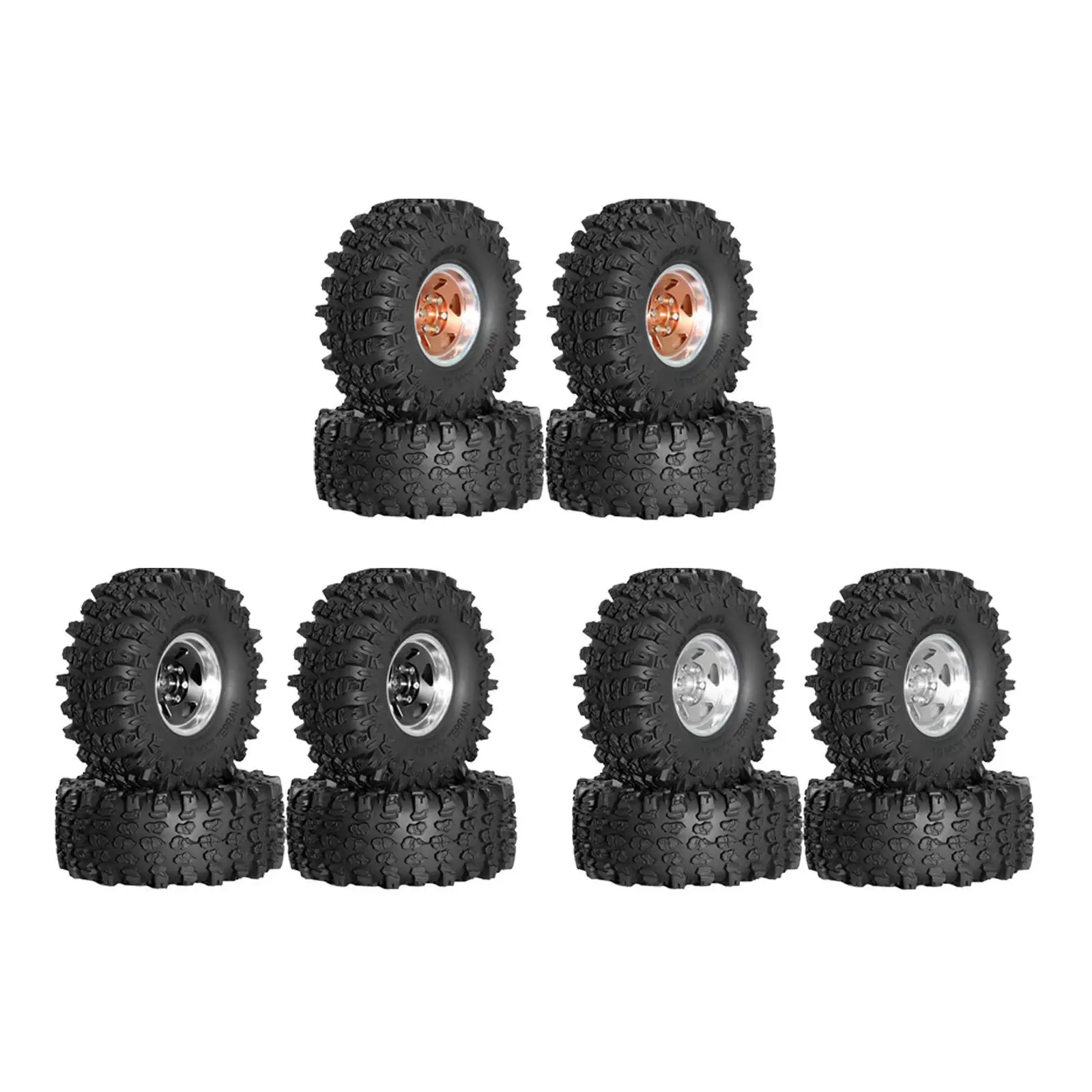 

4Pcs RC Wheels and Tires Set Sturdy Wheel Hubs for Axial 1:10 RC Car Crawler