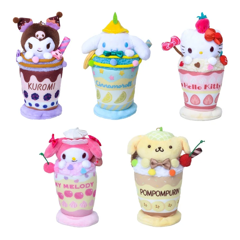 15cm Sanrio Icecream Plush Keychain Dolls Bag Hangings Kuromi Cinnamoroll Mymelody KT Plush toys Christmas Birthday Gifts