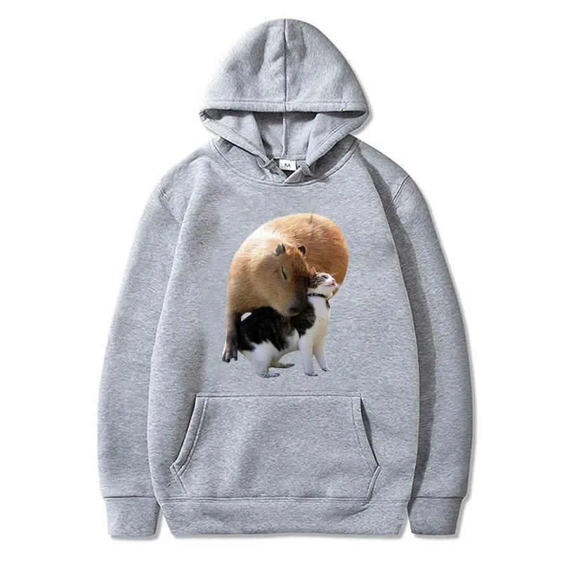 

Funny Cute Capybara Cat Graphic Hoodies Women Pullover Teen Girl Boy Long Sleeves Men Sweatshirt Vintage Streetwear Casual Coat