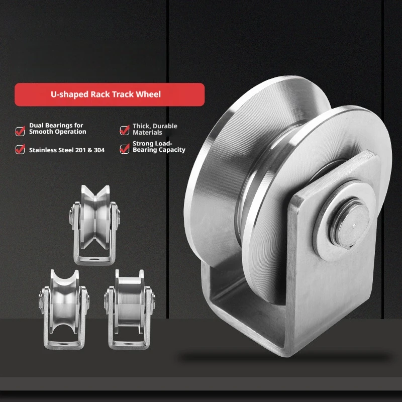 

U V H Type Single Wheel Pulley Roller 304 Stainless Steel 360 Degree Rotation Heavy Duty Grooved Wheel V Type Pulley Block
