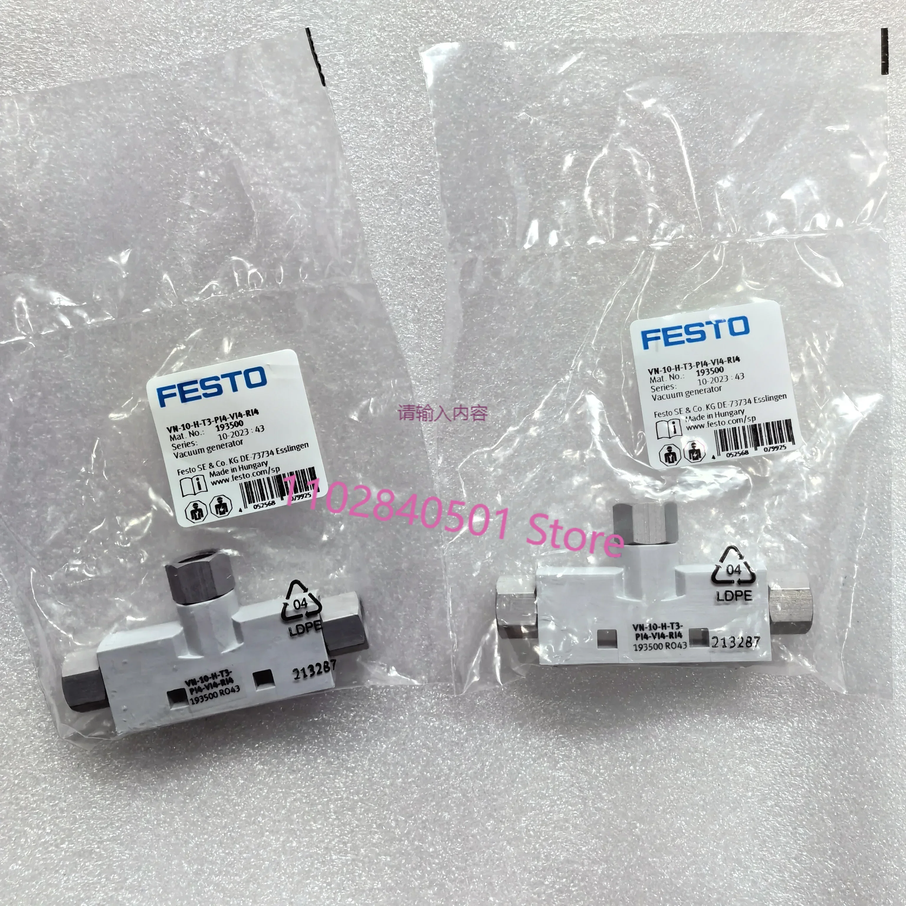 

FESTO vacuum generator VN-10-H-T3-PI4-VI4-RI4 193500 brand new original