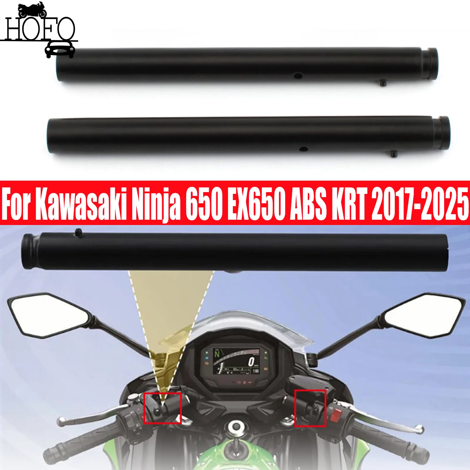 

Черный руль мотоцикла, направляющая ручка, рычаг рулевого управления для Kawasaki Ninja 650 EX650 ABS KRT 2017-2025