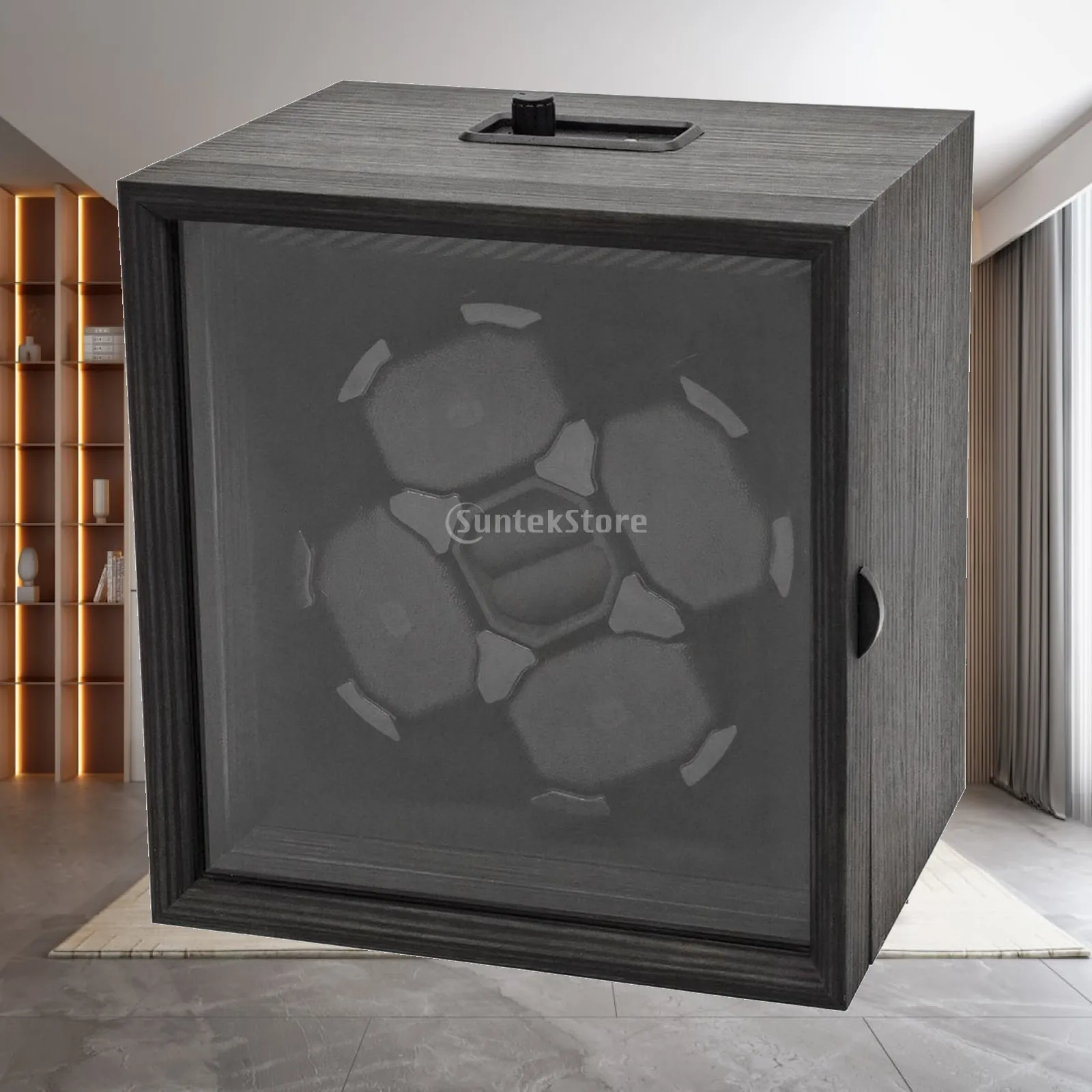 Rotating Watch Winder Display Case for Collectors with Black Wood Pattern Storage Drawer and Anti Slip Base