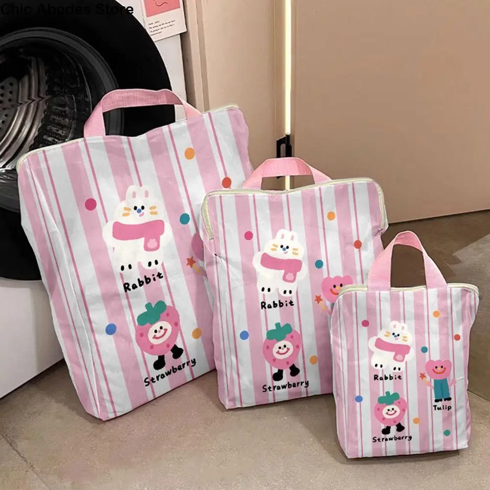 4Pcs Multiple Sizes Mesh Laundry Bags Set Cute with Handle Travel Clothes Organizer Multi-purpose Cute Prints Lingerie Wash Bags