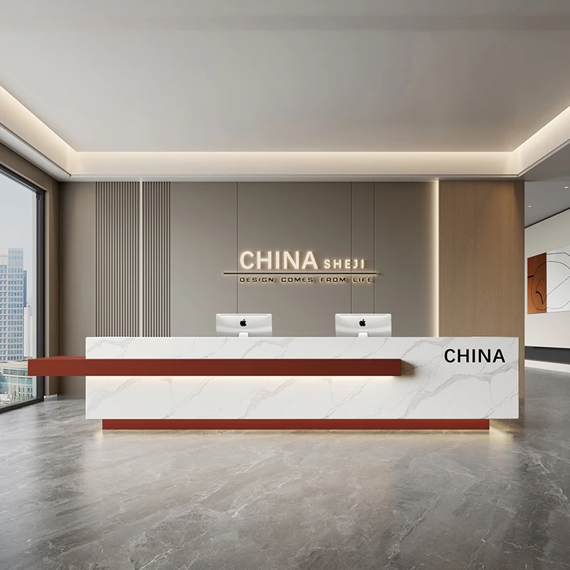 Salon Reception Desk Counter Cosmetics Elegant Office Furniture Luxury Receiption Customer Center Empfangstheke Simple Atelier