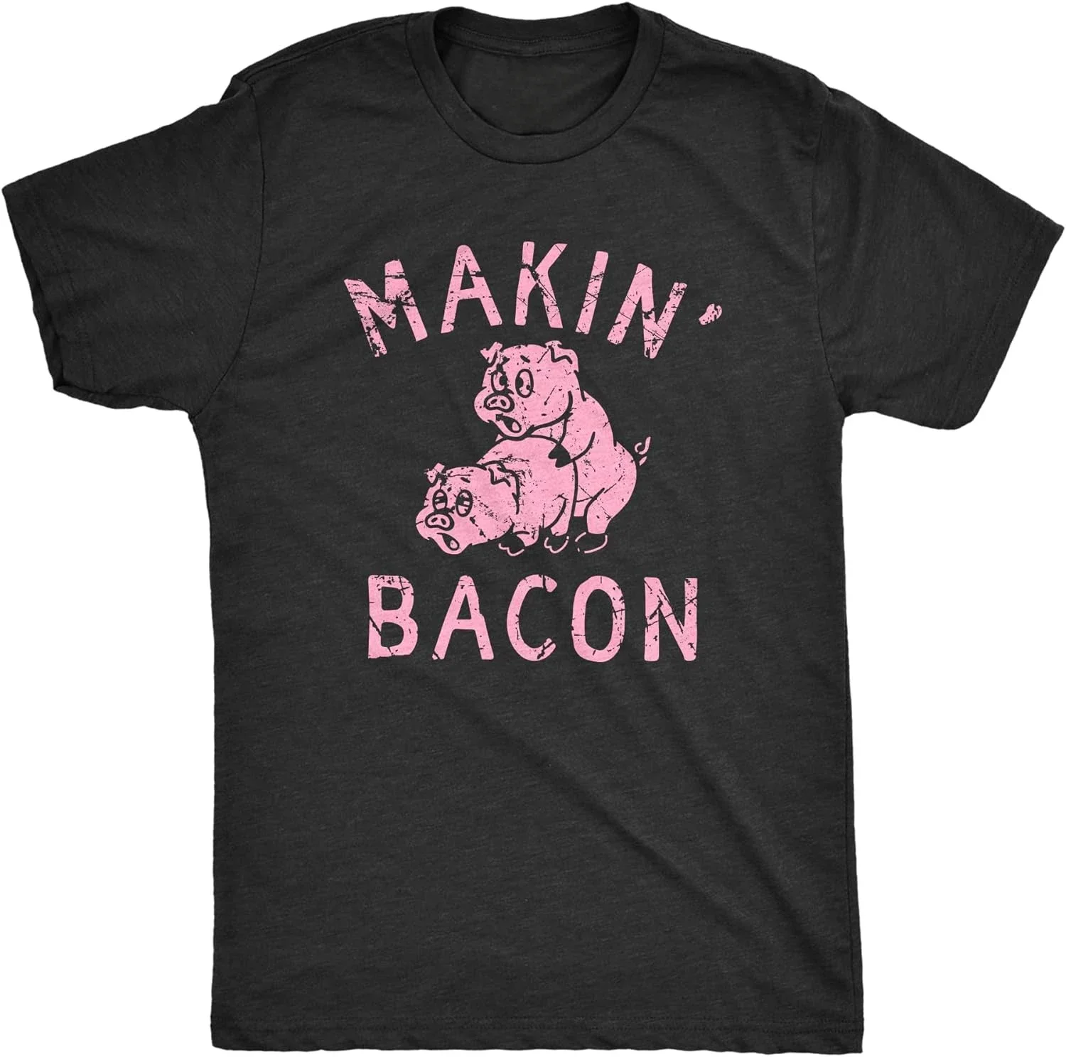 D Summer Mens Makin Bacon T Shirt Funny Inappropriate Pig Sex Joke Tee for Guys