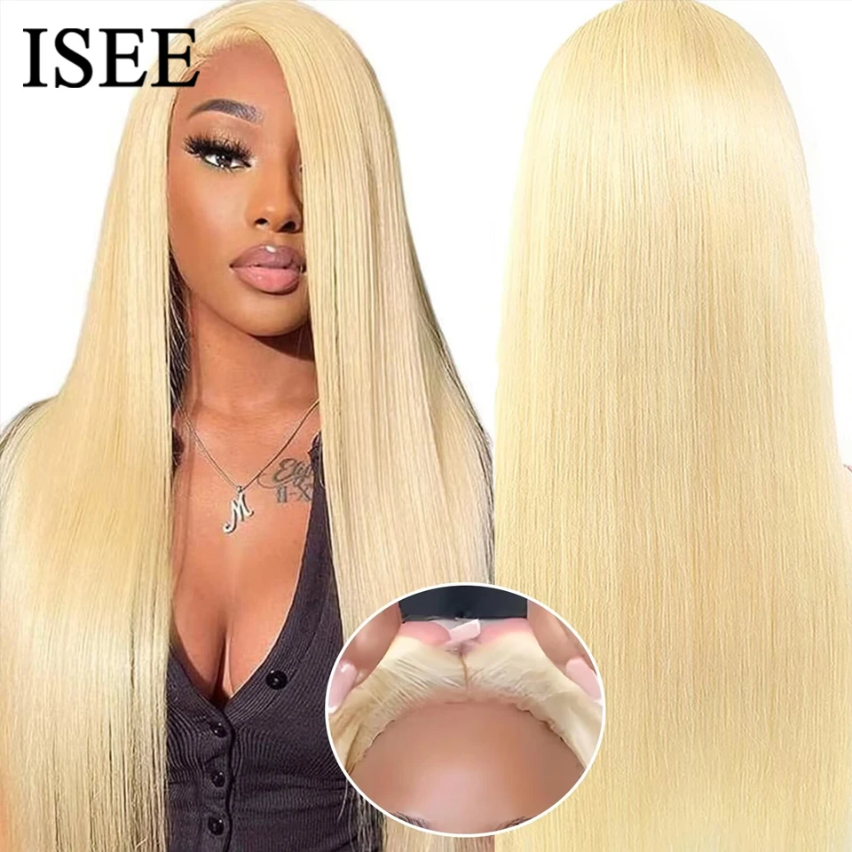 Wear And Go Blonde 613 Straight Wig Lace Front Human Hair Wigs ISEE Hair Glueless HD Pre Cut Pre Plucked Colored Wigs For Women