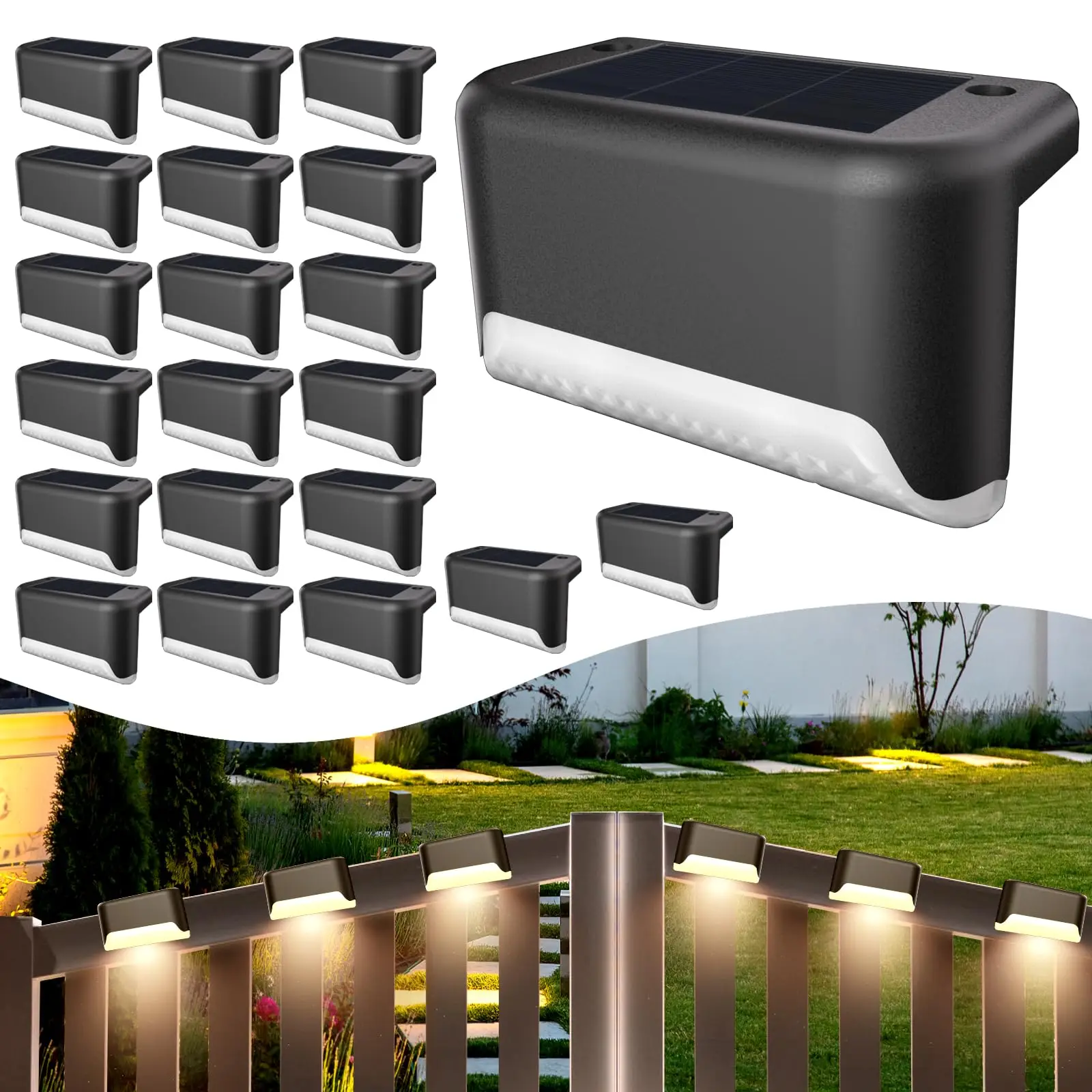 

4/20 Pack Waterproof LED Solar Lights for Outdoor Stairs Step Fence Yard Patio Railing Garden Pathway Outside Solar Led Lamp