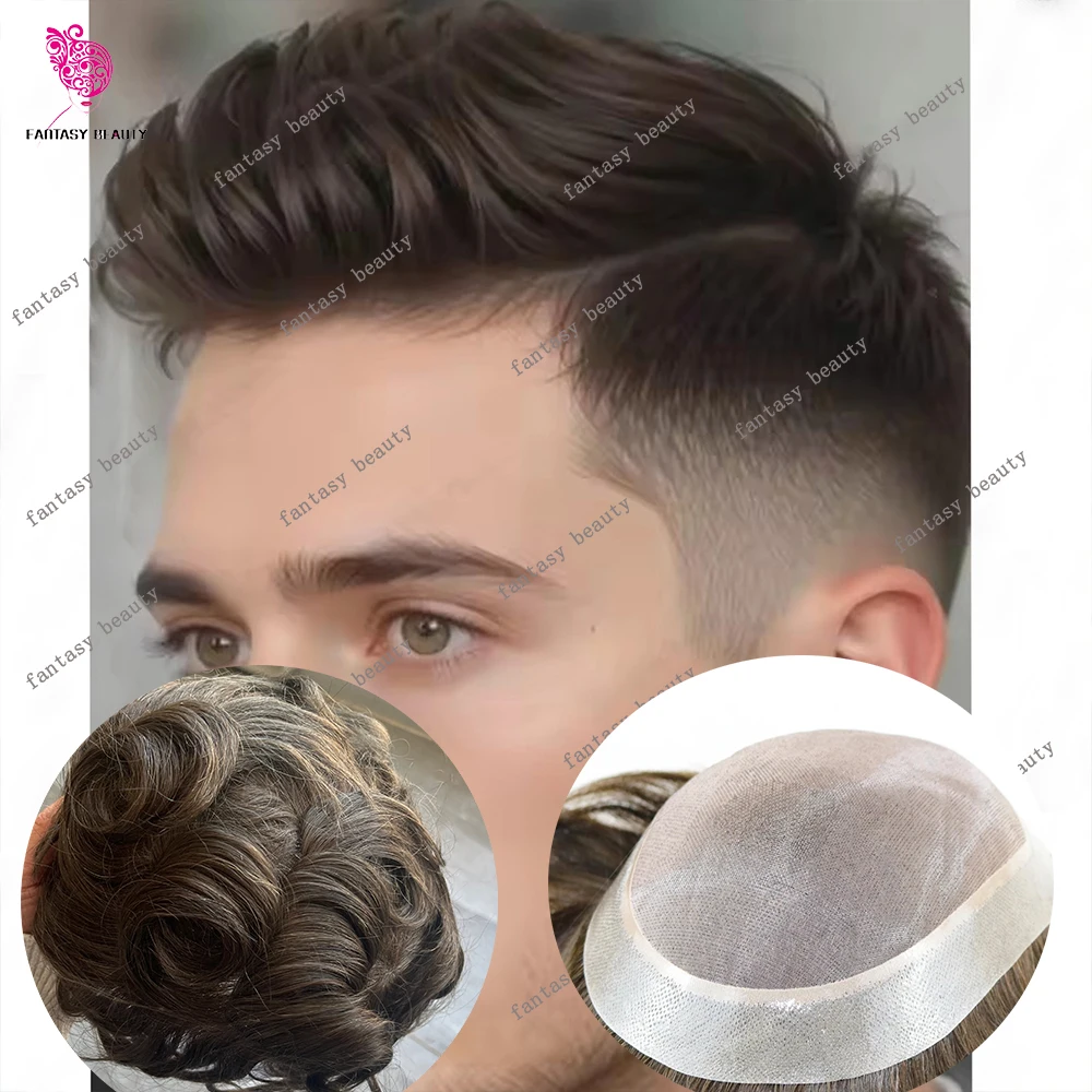 

Мужской парик темно-коричневого цвета # Мужской парик из европейских волос Реми, прочный, на моноленточной и полиуретановой основе, система замещения волос, капилярный протез