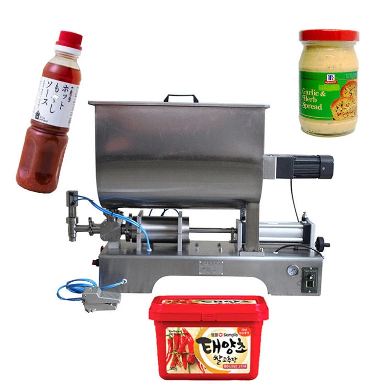 Semi-Automatic Pneumatic Filling Machine For Thick Pasty Liquid for Chili Sauce Pesto Tomato Sauce Blueberry Sauce Oil Juice