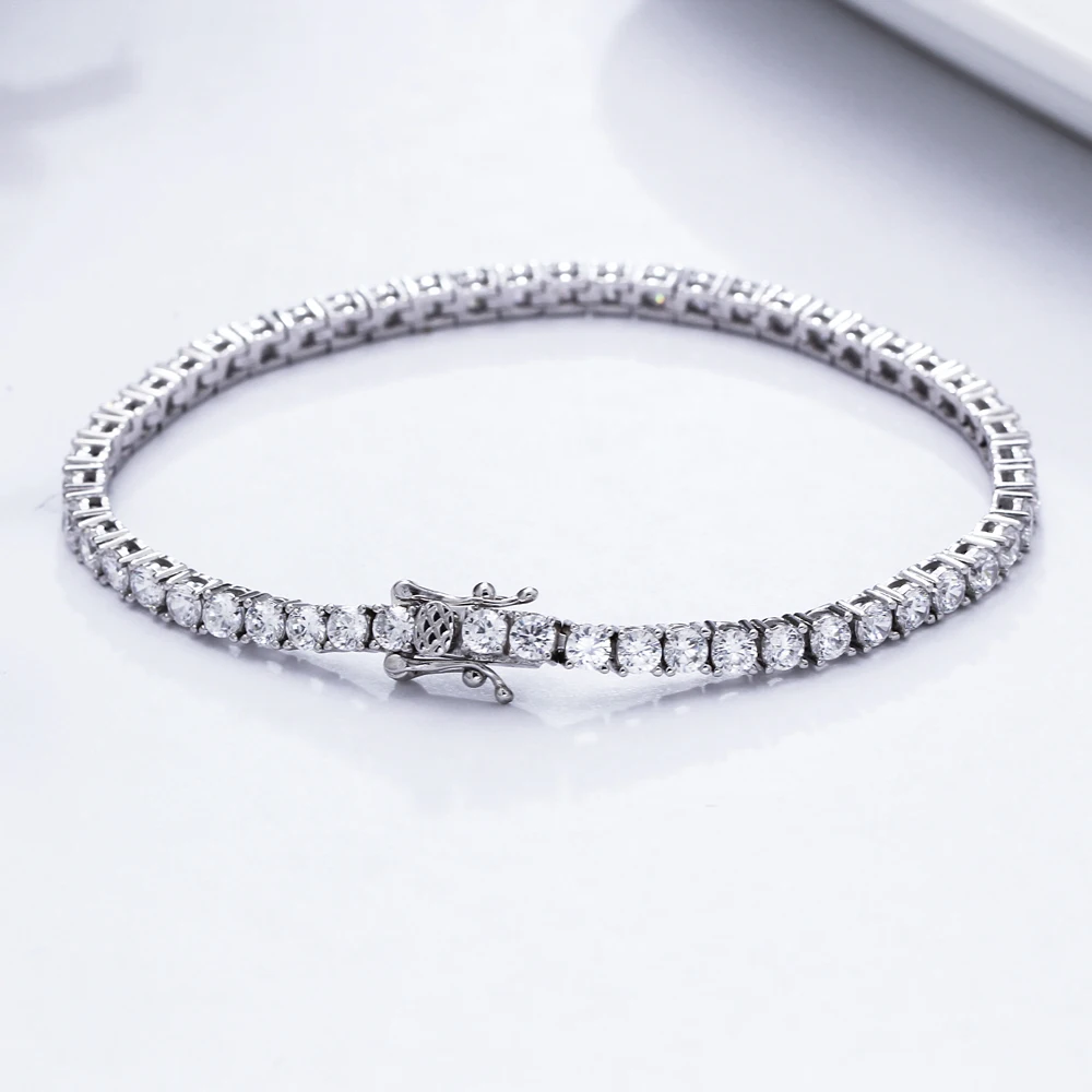 Real 925 Silver 15-21CM Bracelet  Jewelry 3mm 5A  Cubic Zircon Eternal Luxury Sterling Silver Tennis Bracelets