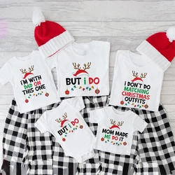 Funny Christmas Print Family Matching Clothes Xmas Party Mom Dad Daughter Son Baby Outfit Holiday Family T-shirt Top Baby Romper