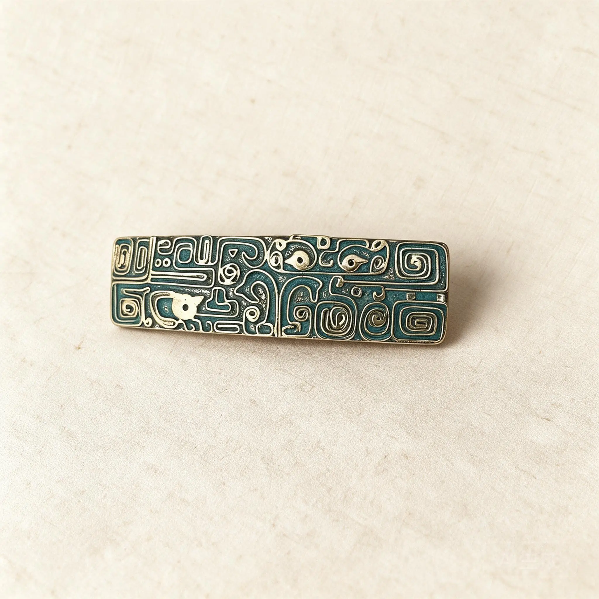 Vintage Faux Bronze Taotie Pattern Hair Barrette New Chinese Style Cloud Beast Spring Clip For Hanfu Cheongsam Side Hair Piece
