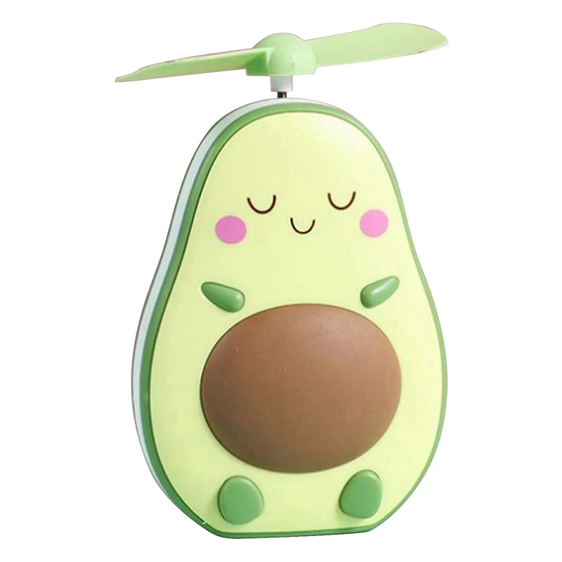 Mini LED Makeup Mirror and Fan 2 in 1 Integrated Cute Avocado Shaped Practical Portable USB Charging Handheld Fan,Brown