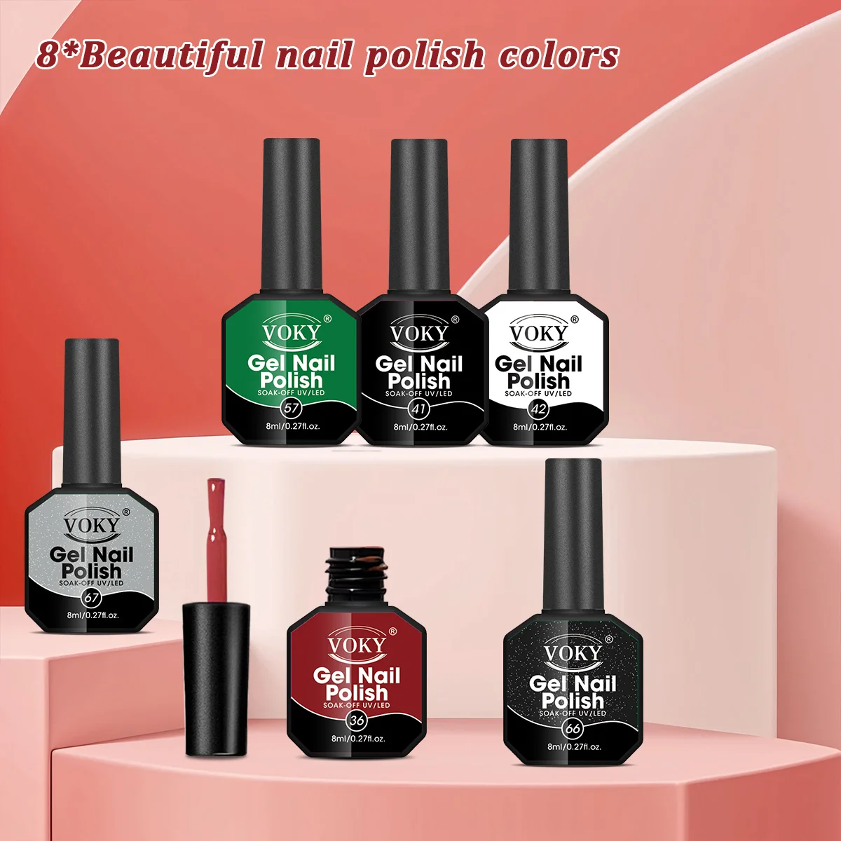 네일 폴리쉬 키트 8세트 - 쏙 오프 타입/LED 자가경화, 매니큐어, 파티 또는 살롱 사용에 적합