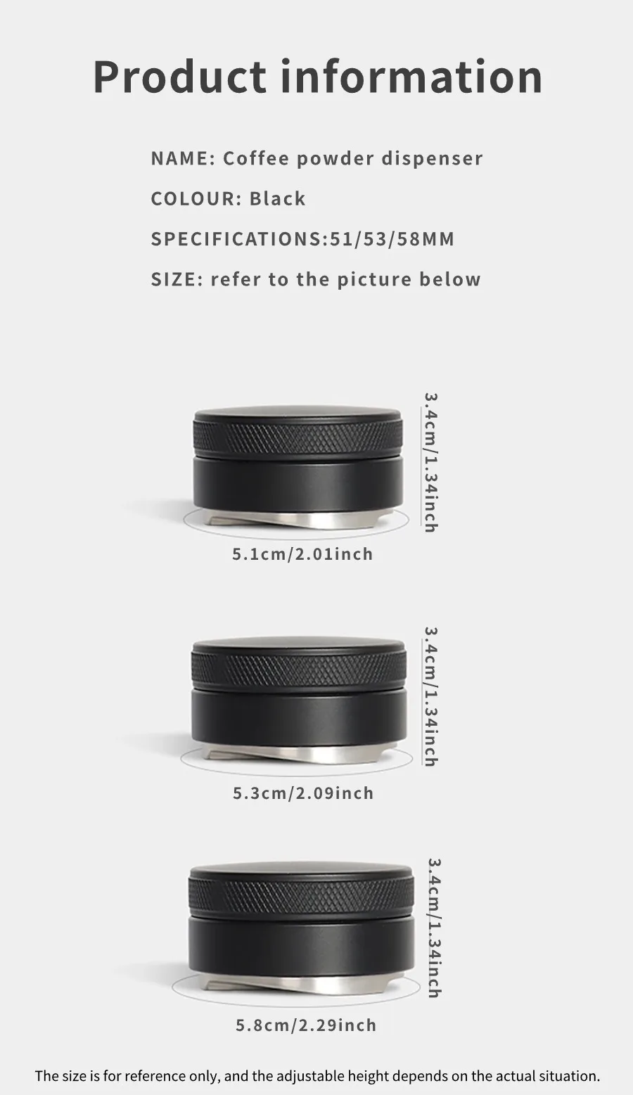 Kaffeeverteiler für Espresso / Nivellierwerkzeug mit 3 geneigten Ebenen, Verstellbarer Palm-Tamper, Passend für 51/53/58 mm Siebträgernivellierwerkzeug kaffeeverstellbarer tamperpalm tamper barista kaffee verteilwerkze – Detail 2