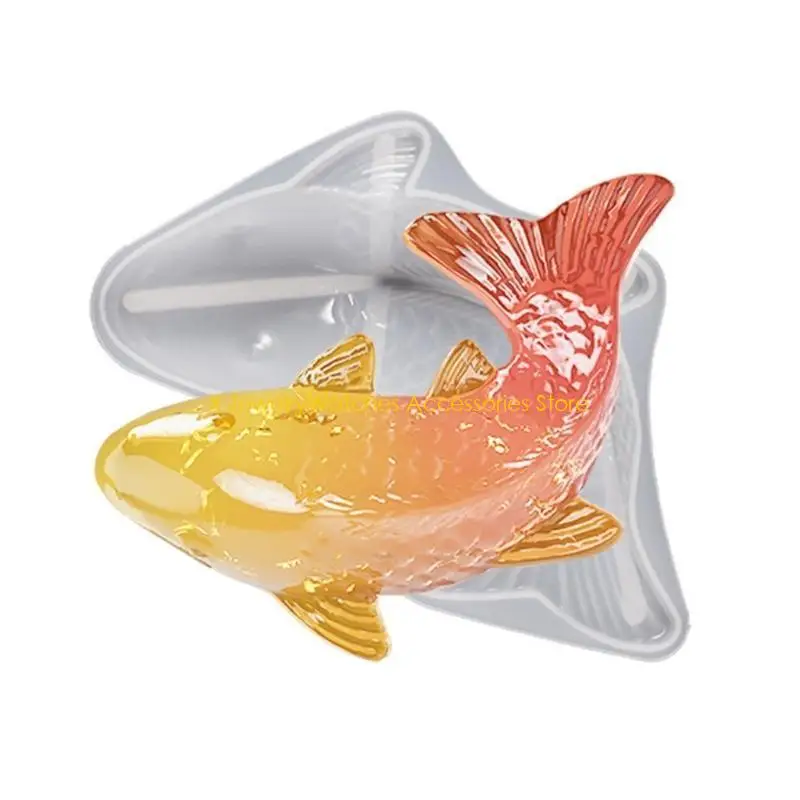قالب سيليكون على شكل سمكة ذهبية 31KD قالب زينة على شكل جبس حيواني قالب شمعة قالب فندان