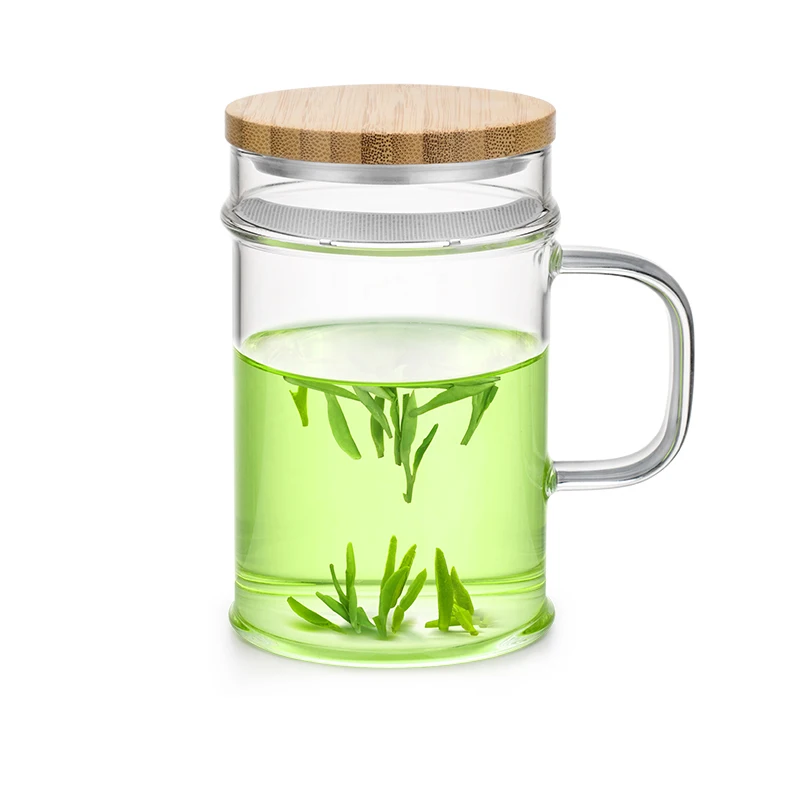 

Samadoyo heat-resistant glass tea cup, green tea cup with filter, simple tea cup, glass cup 400ml