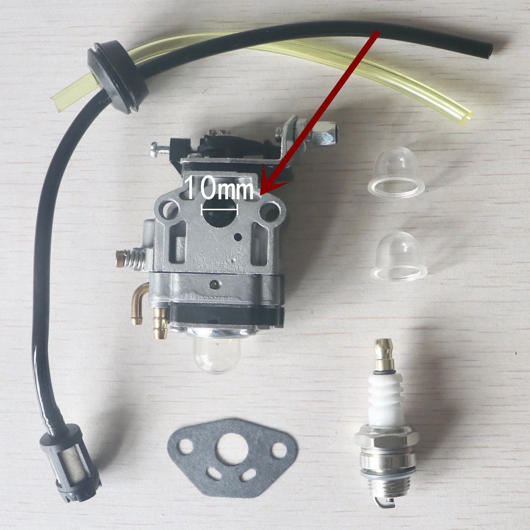 Imagem -02 - Diâmetro do Furo Carburador com Linha de Combustível Conjunto Filtro para 1e36f 1e32f 1e34f Cortador de Escova Aparador Grama 10 mm