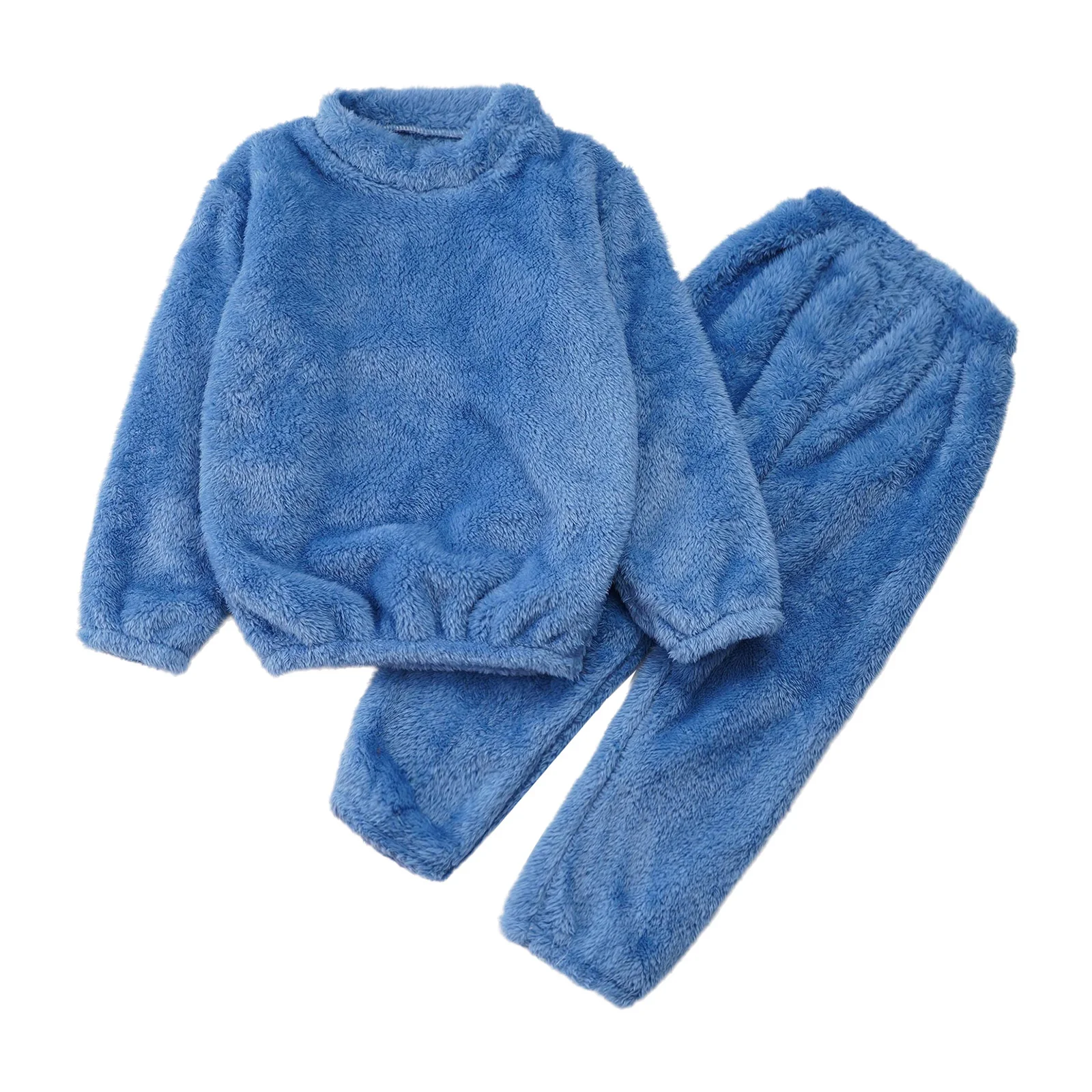 

Boys Girls Pajamas Sleepwear Outfit Winter Soft Warm Thicken Long Sleeve Round Neck Pullover Tops + Pants Set Homewear Nightwear