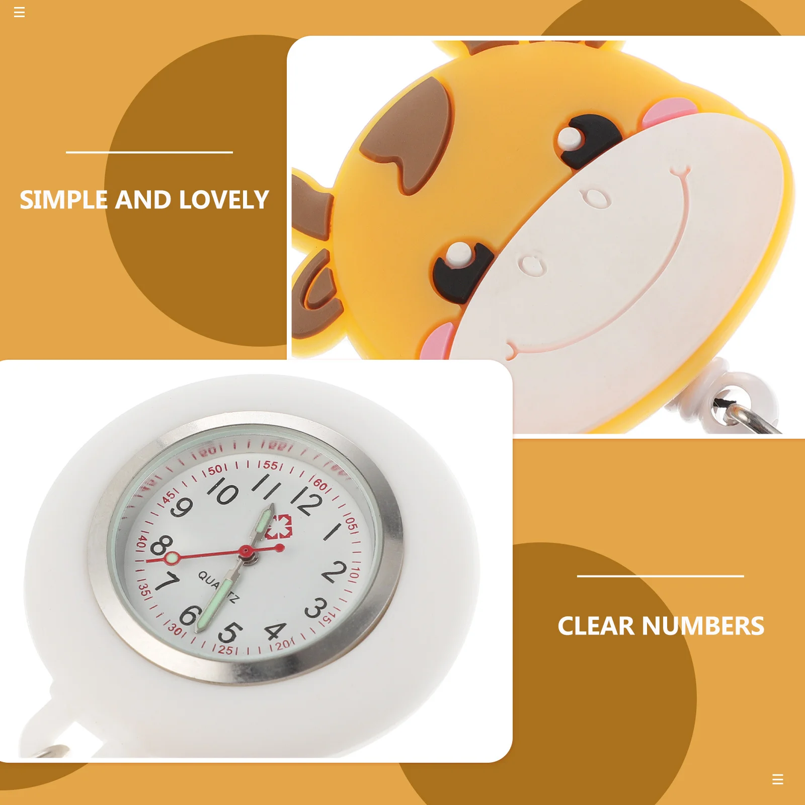 1Pcs Krankenschwester Taschenuhr Versenkbare Schnalle Hängen Cartoon Haken Leichte, Tragbare Skalierbare Abzeichen Medizinische Uhr