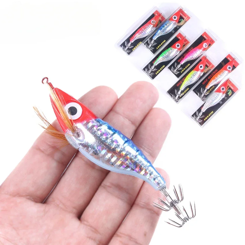 Fishing Lure Bait Night Luminous Shrimp Bionic Hard Bait Squid Jig Hook Prawn Boxed Freshwater Saltwater Tackle Pesca