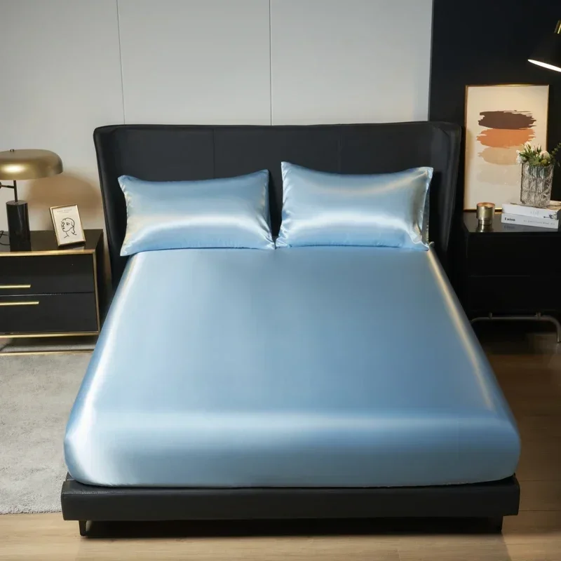 Luxuriöser Matratzenüberzug aus simuliertem Seidensatin, einteiliger Bettüberzug, Matratzenschutzbezug für Queen- und King-Size-Matratzen (ohne Kissenbezüge) – Detail 6