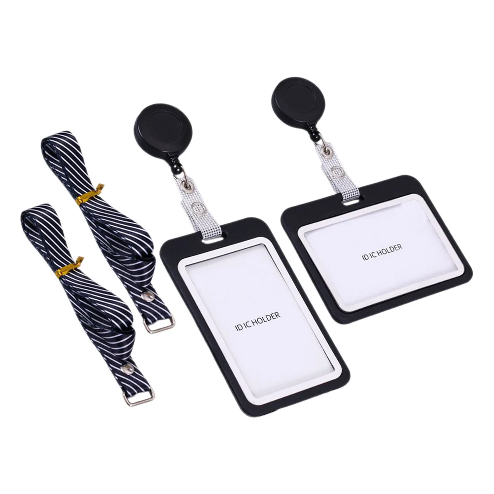 

2pcs Work Badge Card Holder Clear Protective Sleeves For Id Name Cards Transparent Covers Storage Organizers For Photos